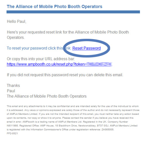 Click Reset Password' link
